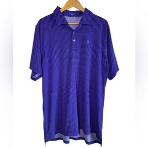 B Draddy Sport Shirt Men's XL Pink Blue Striped Golf Polo Performance Stretch